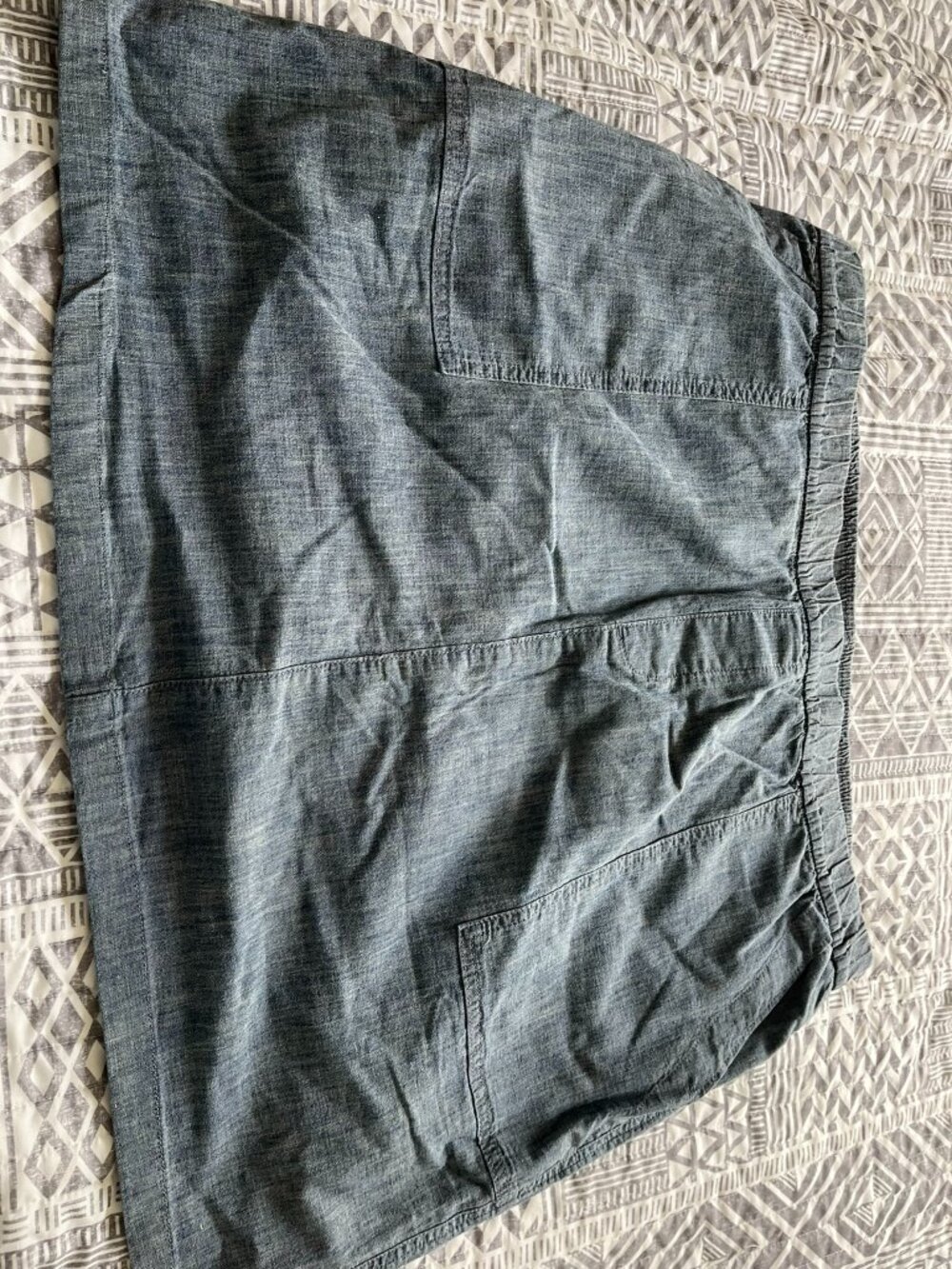 Lands End Women's Blue Chambray Denim Skort Elastic Waist Pockets Size 20W